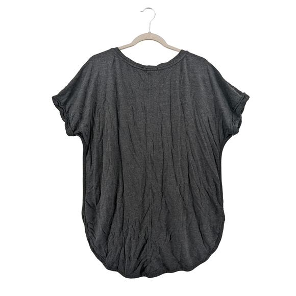French Terry Top‎ Scoop Neck Matty M Dark Gray XL Cuffed Short Sleeves Everyday - Picture 2 of 9